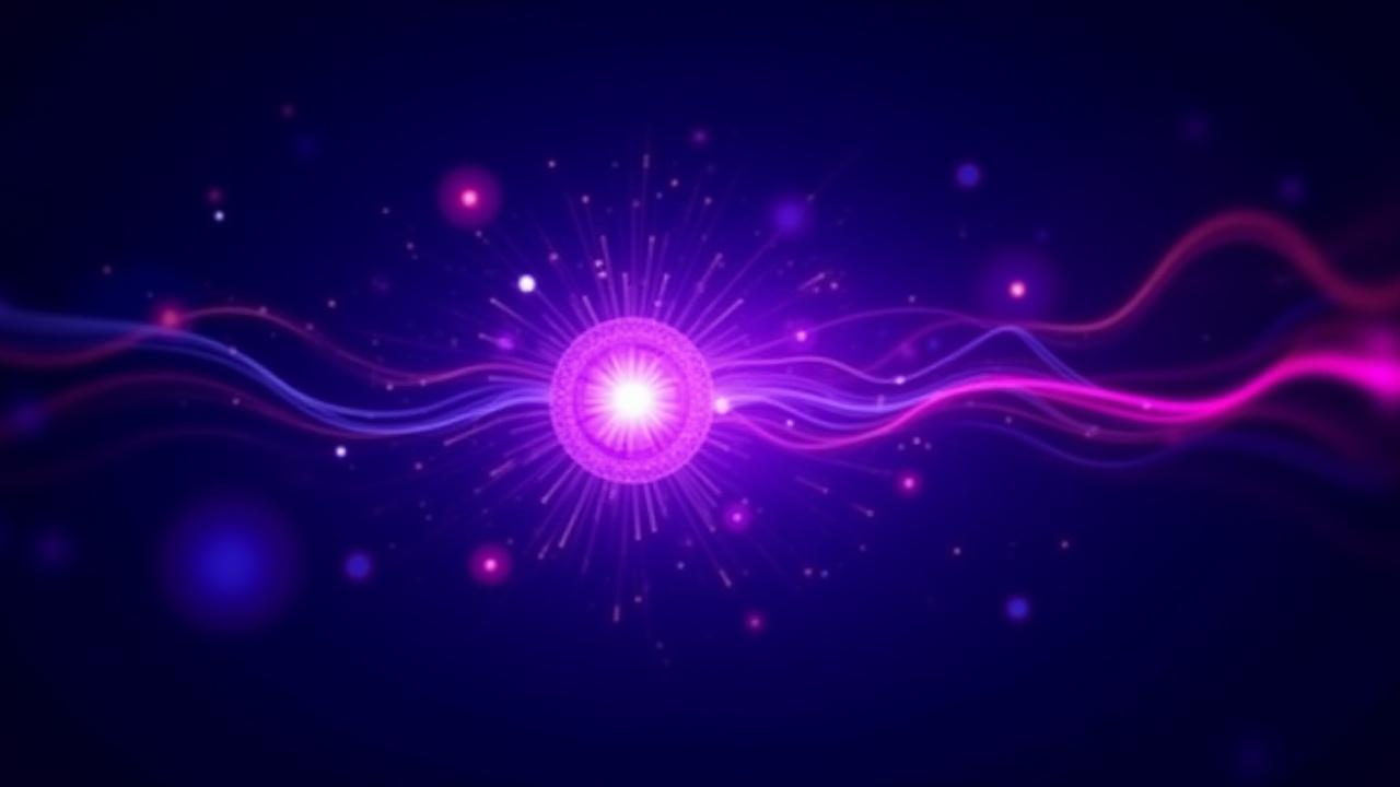 AIが運動データを分析し、パーソナライズされた音楽を生成する様子を描いた抽象的な画像